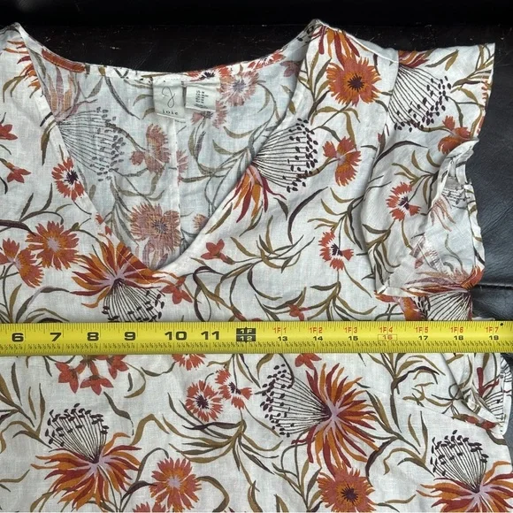 Joie Ruffle Sleeve Linen Floral Mini Dress Size Medium - Picture 7 of 8